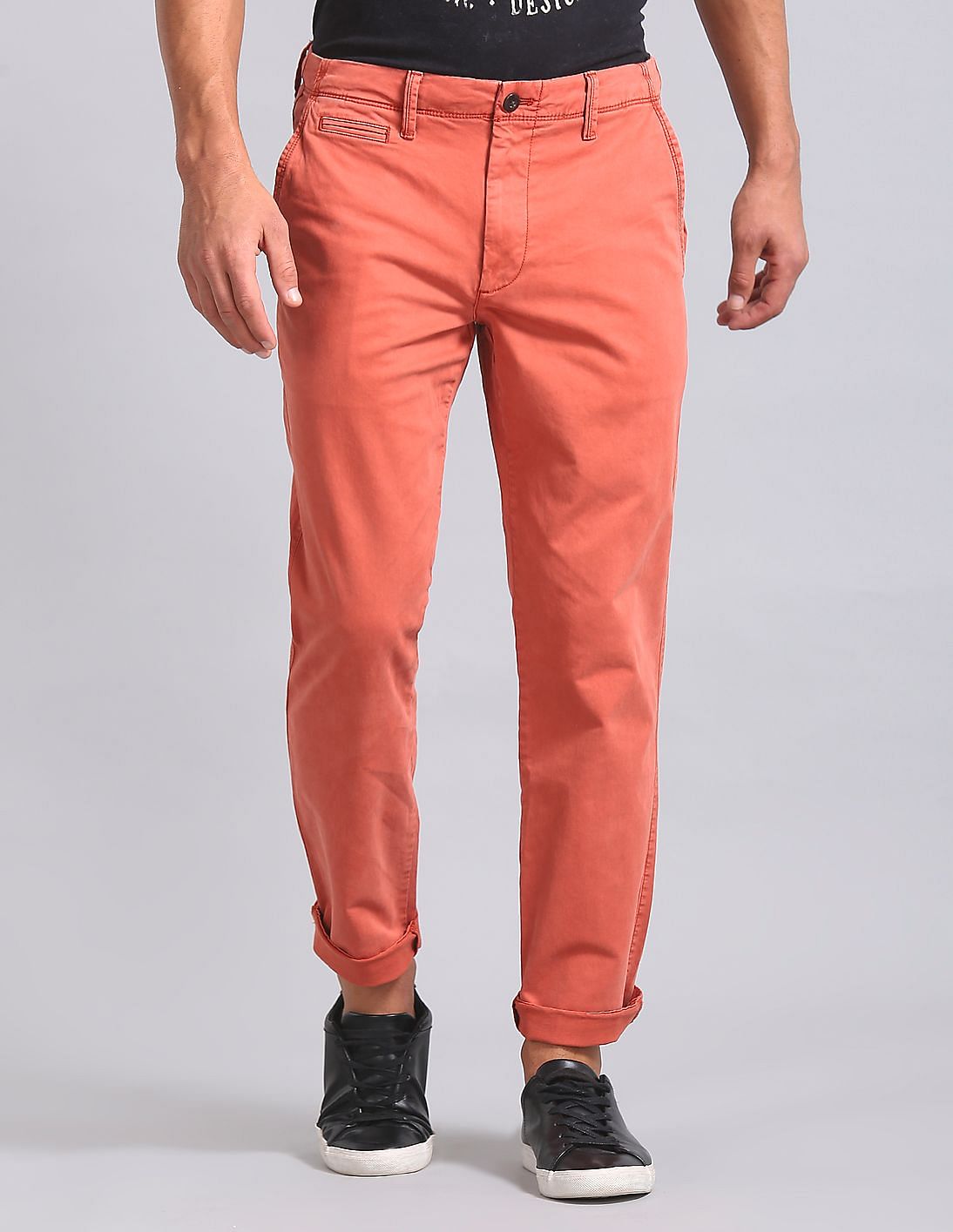 Buy GAP Men Orange Vintage Wash Khakis In Slim Fit With GapFlex - NNNOW.com
