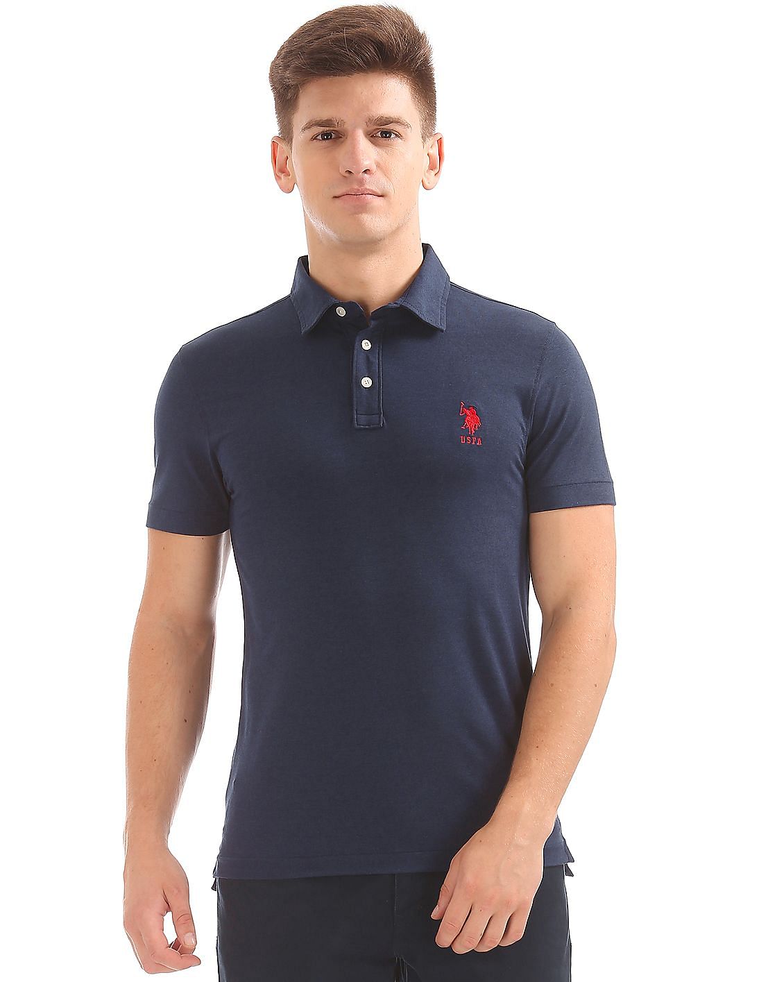 Buy U.S. Polo Assn. Men Slim Fit Heathered Polo Shirt - NNNOW.com