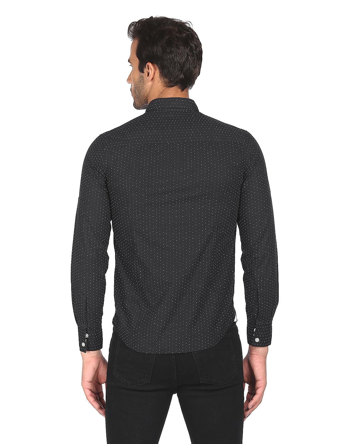 Buy Ed Hardy Men Black Polka Dot Print Cotton Casual Shirt - NNNOW.com