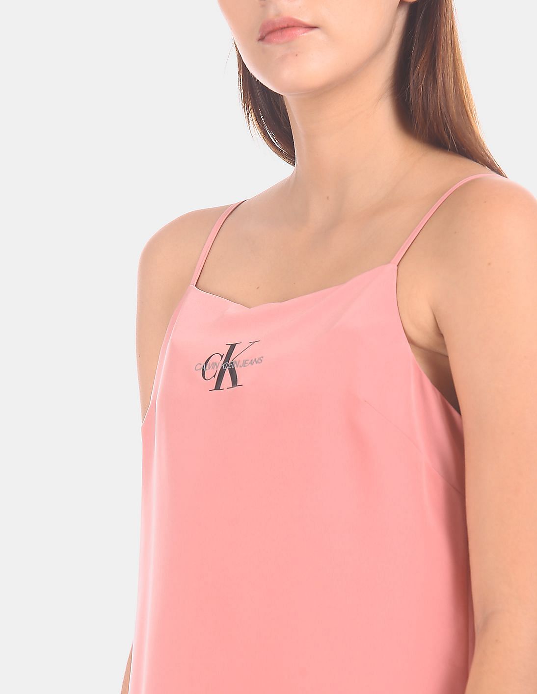 Buy Calvin Klein Jeans MONOGRAM CAMI TOP SLIP DRESS - Pink
