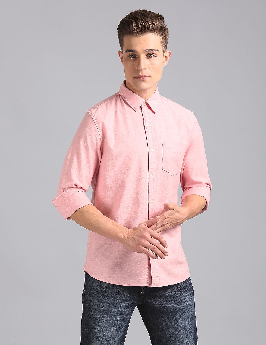 Buy GAP Men Pink Slim Fit Stretch Oxford Shirt - NNNOW.com