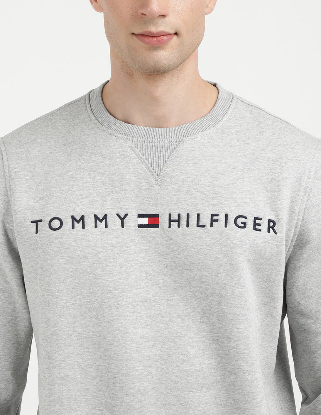 Buy Tommy Hilfiger Crew Neck Logo Cotton Sweatshirt - NNNOW.com