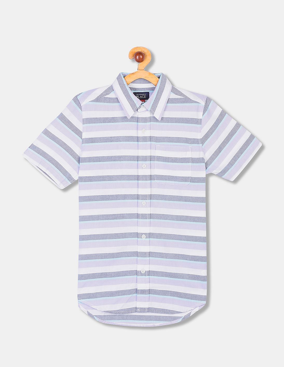 Buy The Childrens Place Boys Boys Purple Short Sleeve Striped Oxford