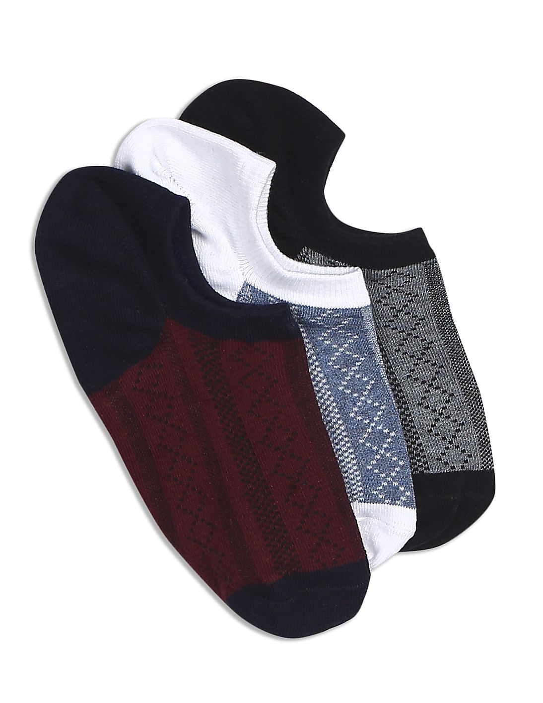 Buy Men Assorted Patterned No Show Socks - Pack Of 3 online at NNNOW.com