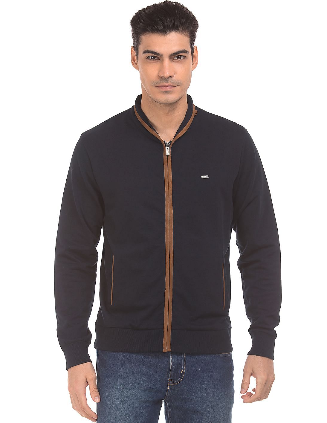 Buy Izod Men Contrast Trim Zip Up Sweatshirt - NNNOW.com