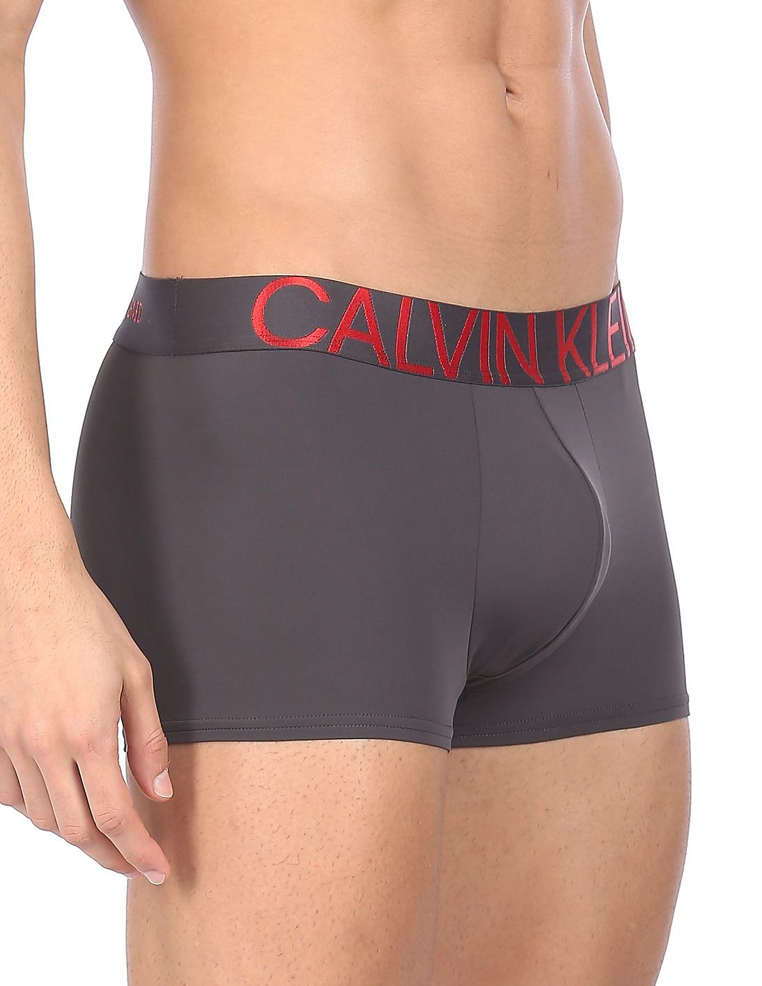 Buy Calvin Klein Underwear Men Dark Grey Elasticized Waistband Solid Trunks NNNOW