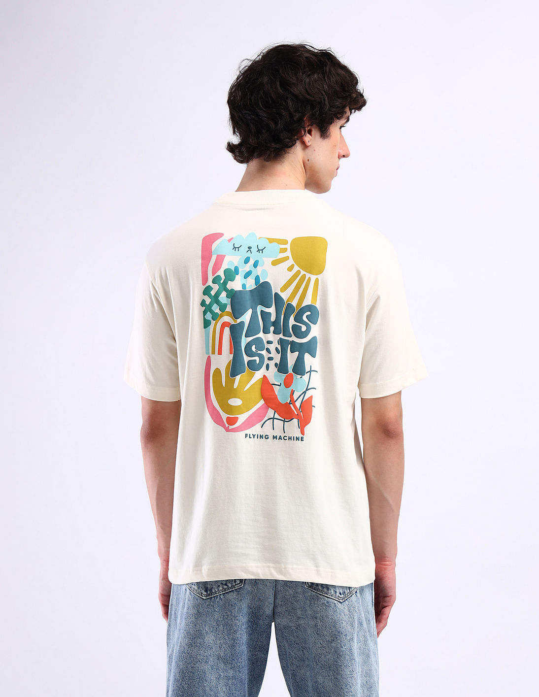 Buy Flying Machine Graphic Print Cotton T-Shirt - NNNOW.com