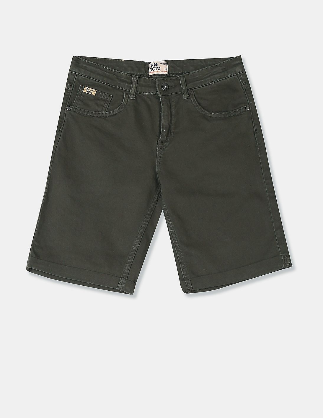 Buy FM Boys Boys Green Regular Fit Denim Shorts - NNNOW.com