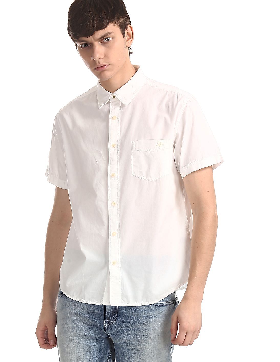 Buy Aeropostale White Slim Fit Patch Pocket Shirt - NNNOW.com