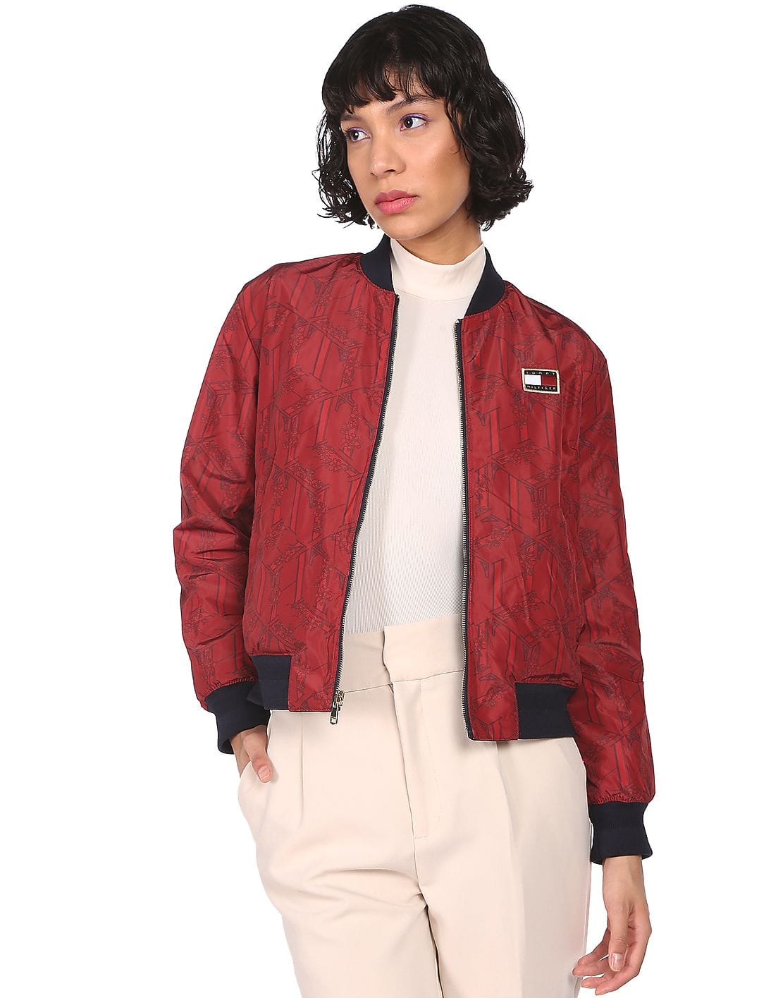 Navy Reversible Polyester Bomber Jacket 
