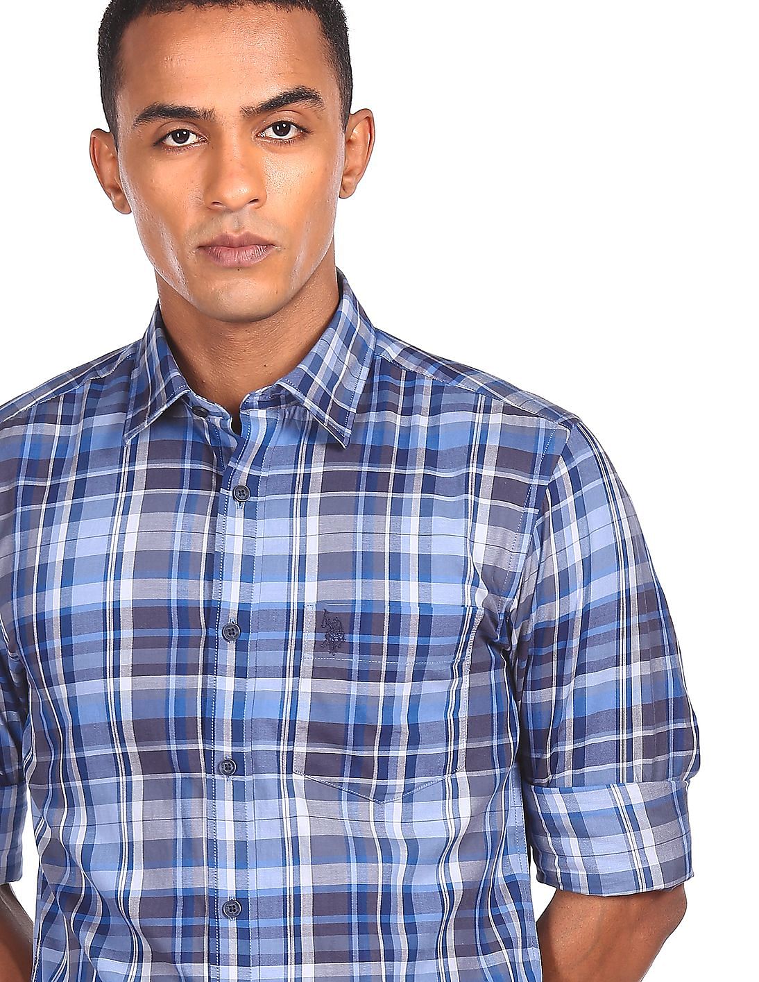 Buy U.S. Polo Assn. Spread Collar Checked Casual Shirt - NNNOW.com