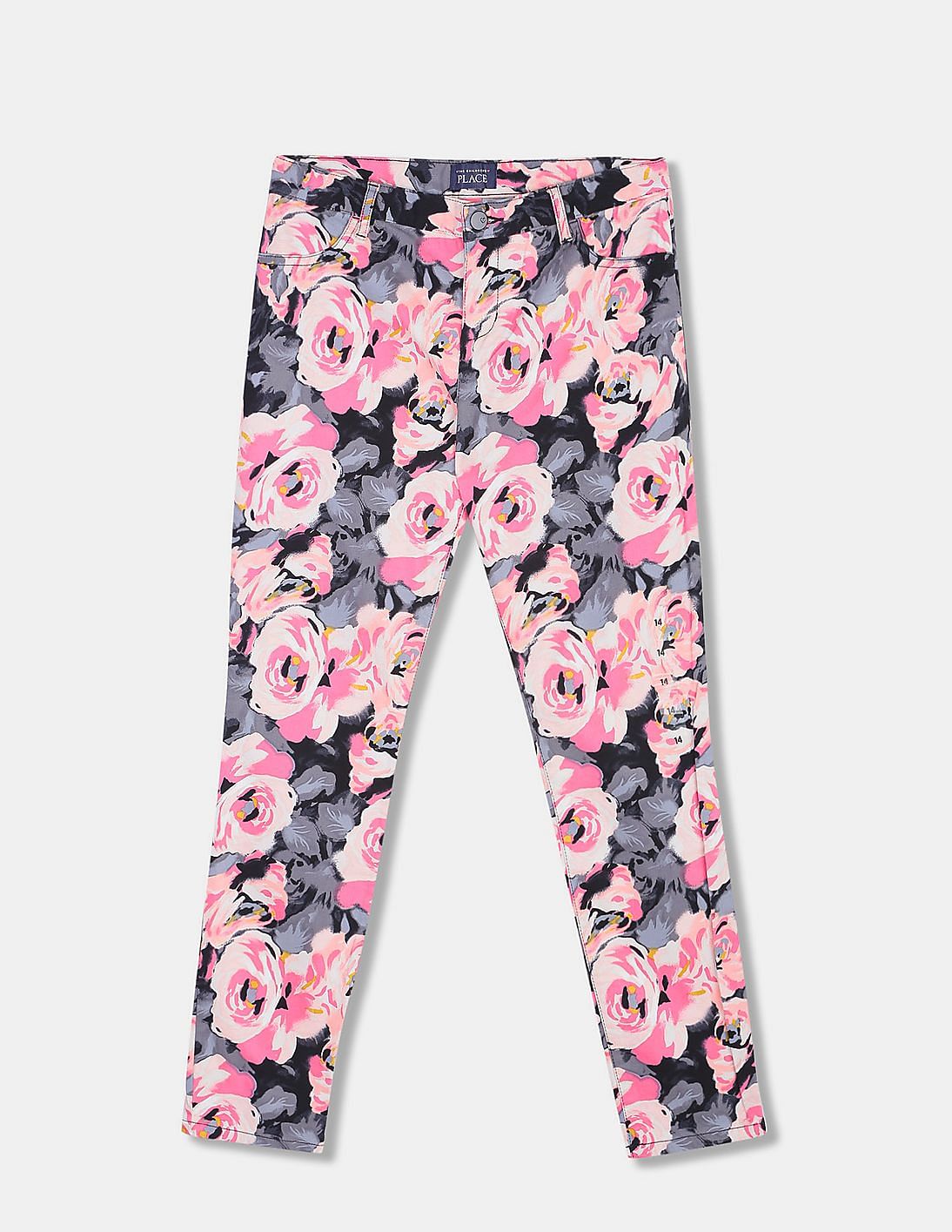 Girls Floral Print Woven Jeggings