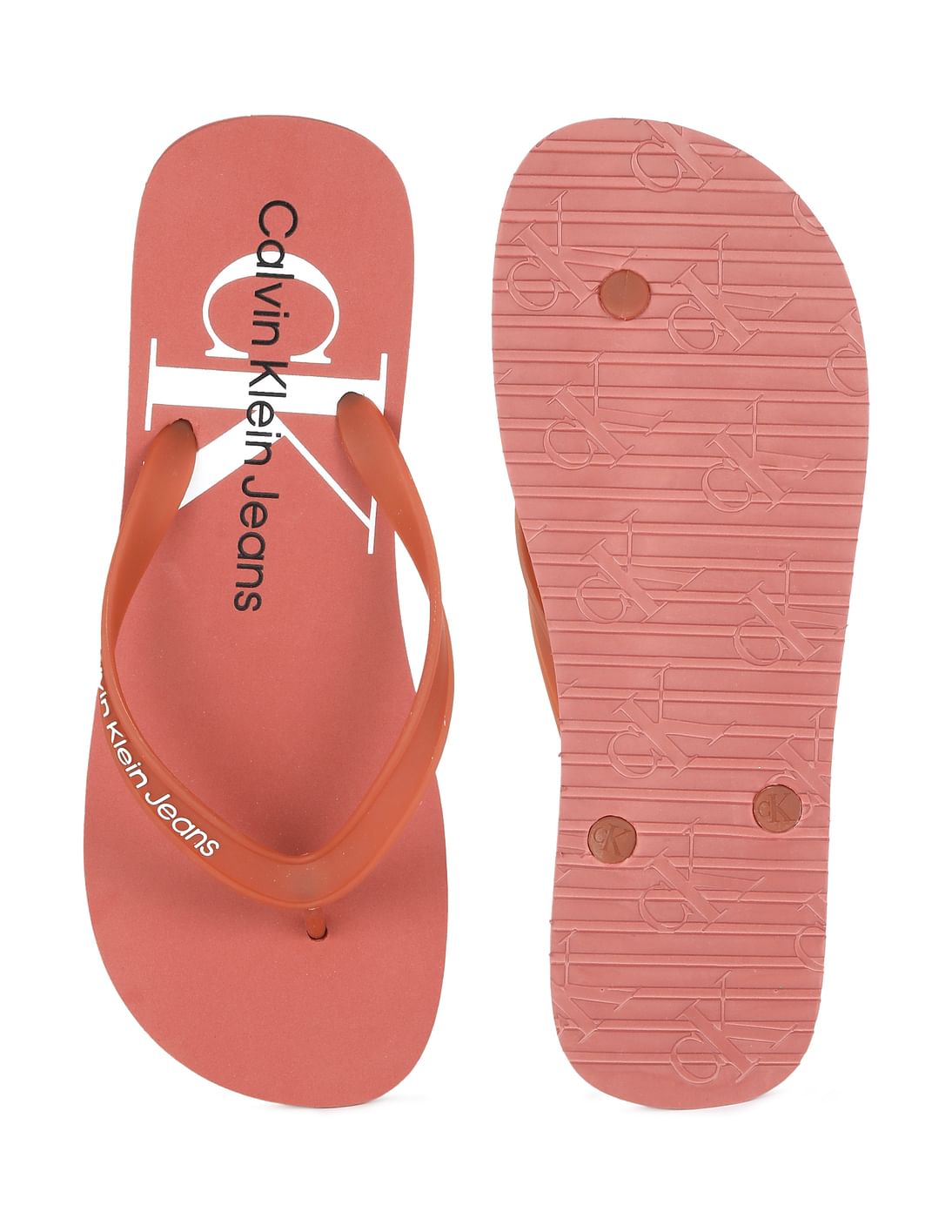 Calvin klein flip flops red best sale