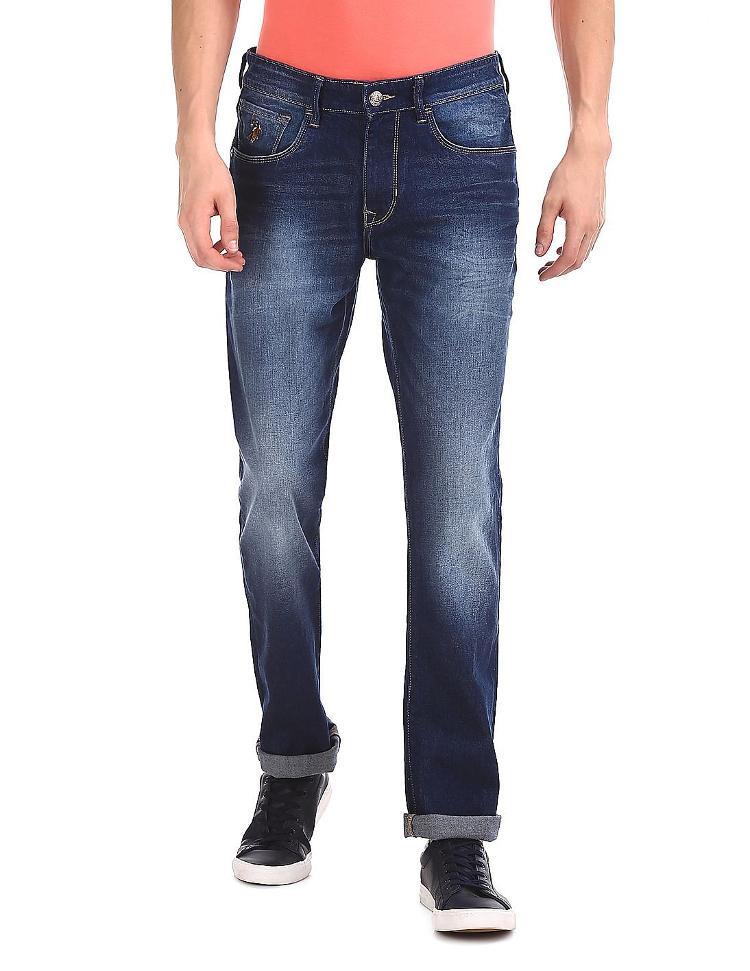 Buy Men Blue Woody Slim Straight Fit Washed Jeans online at NNNOW.com