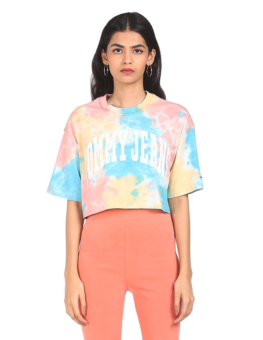 Buy Tommy Hilfiger Women Multi Colour Tie Dye Oversized Crop