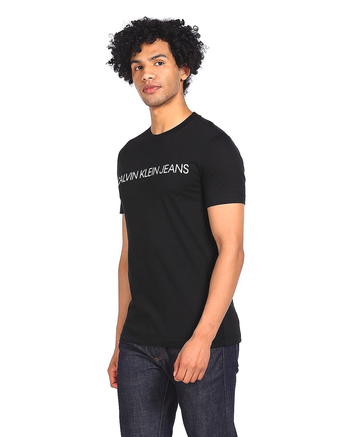 Buy Calvin Klein Men Black Crew Neck Cotton T-Shirt - Pack