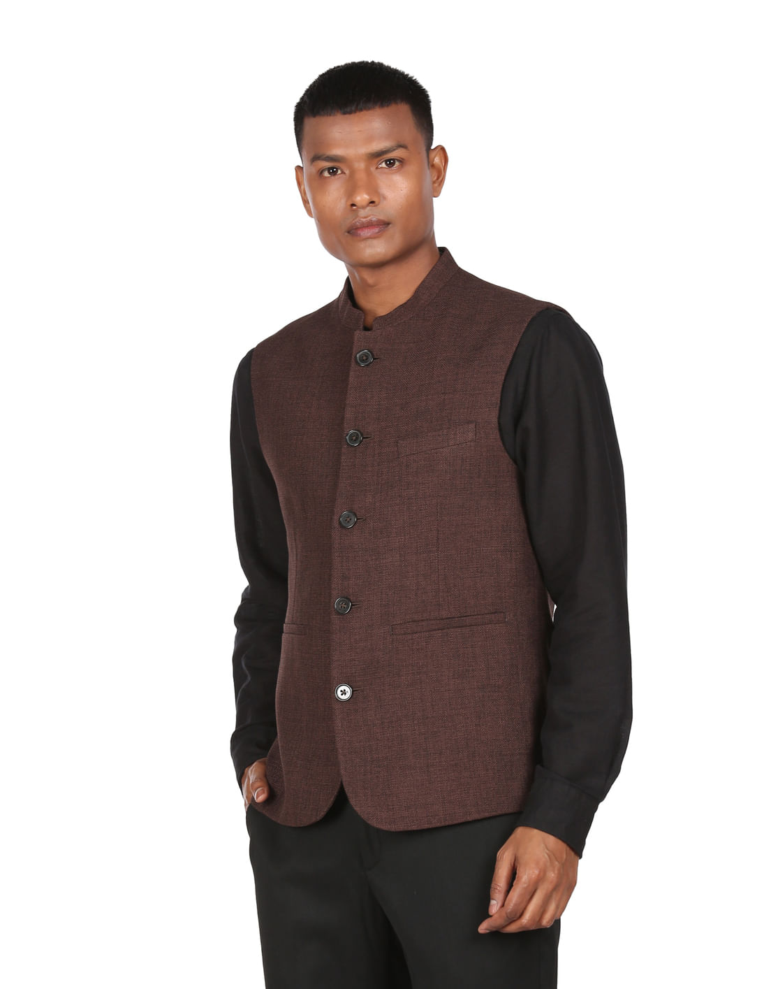 Unisex Fairtrade Ribbed Cotton Mandarin Jacket / Shirt Mustard