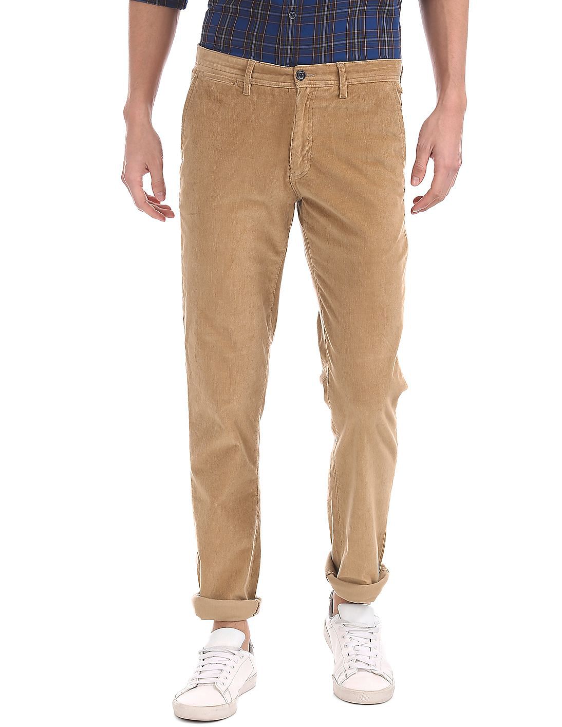 Buy Men Slim Fit Corduroy Trousers online at NNNOW.com