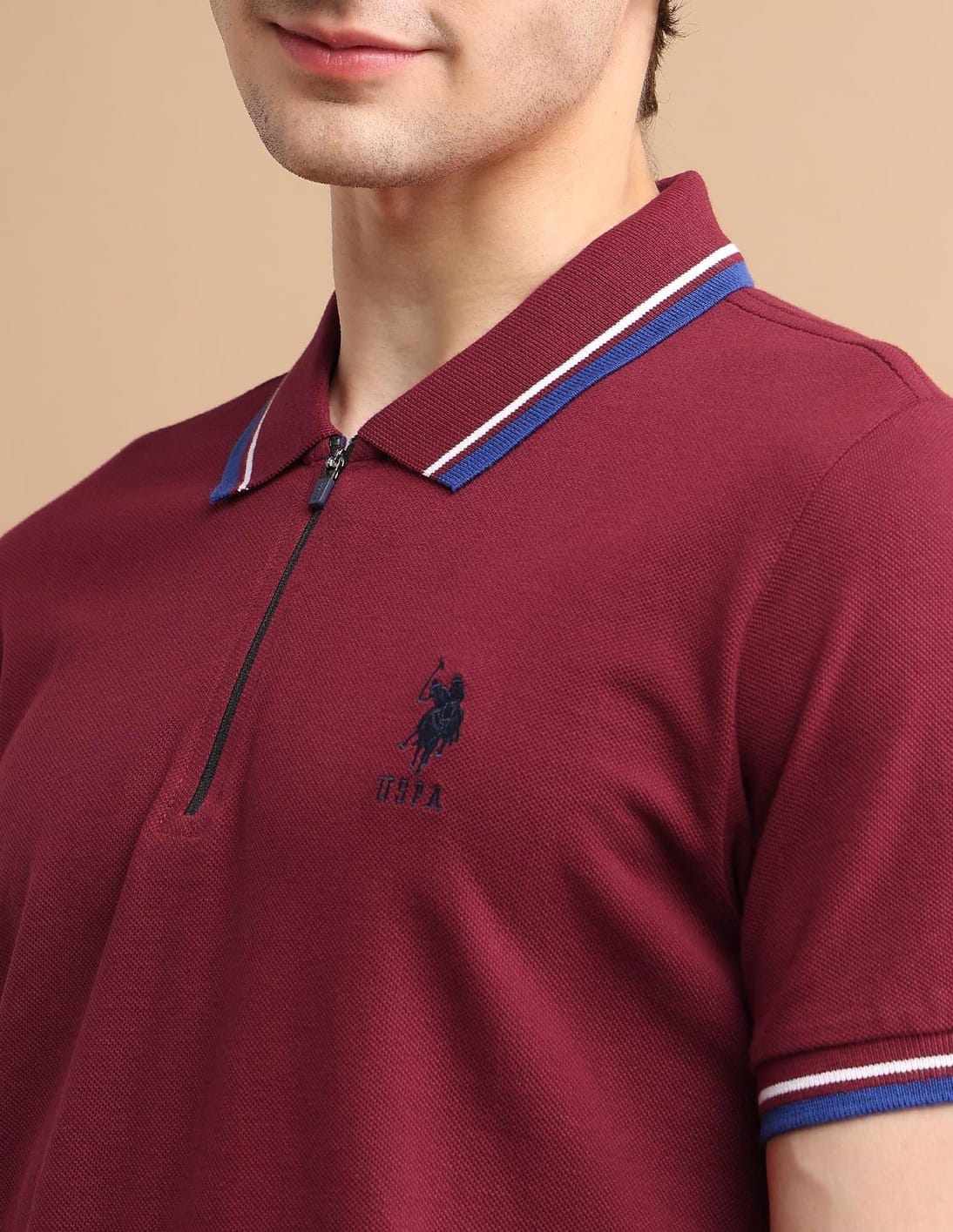 Buy U.S. Polo Assn. Tipped Zipper Polo Shirt - NNNOW.com