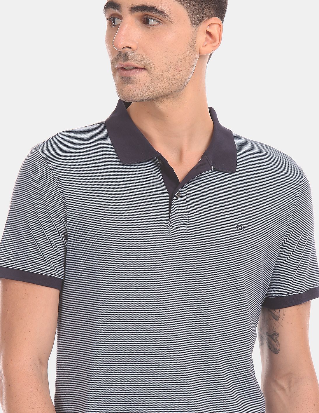 Calvin klein men's liquid touch micro stripe polo outlet shirt