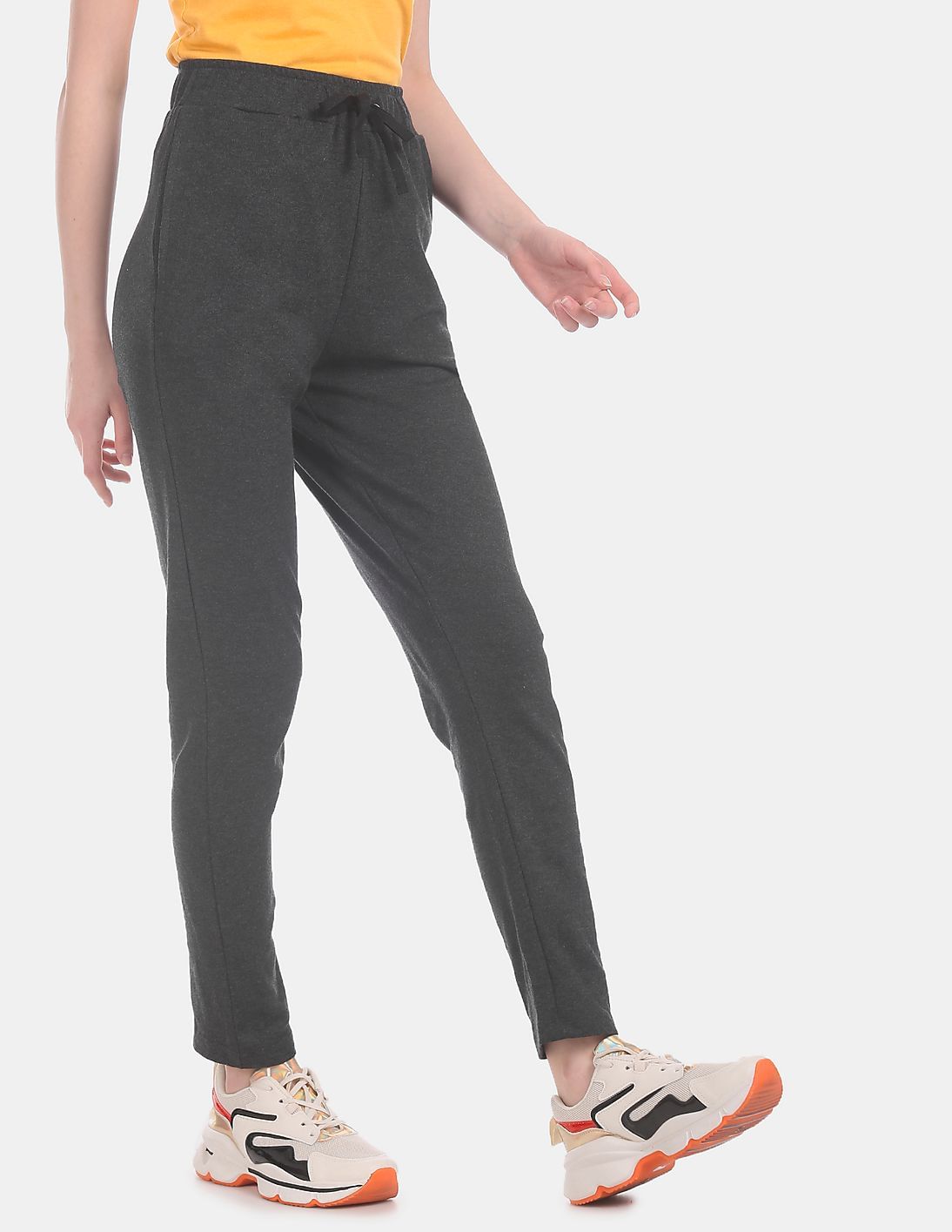 Buy SUGR Grey Drawstring Waist Knit Track Pants