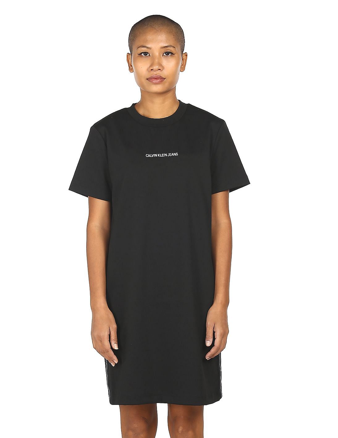 Buy Calvin Klein Jeans Women Black Stacked Logo Strappy A-line Dress -  NNNOW.com