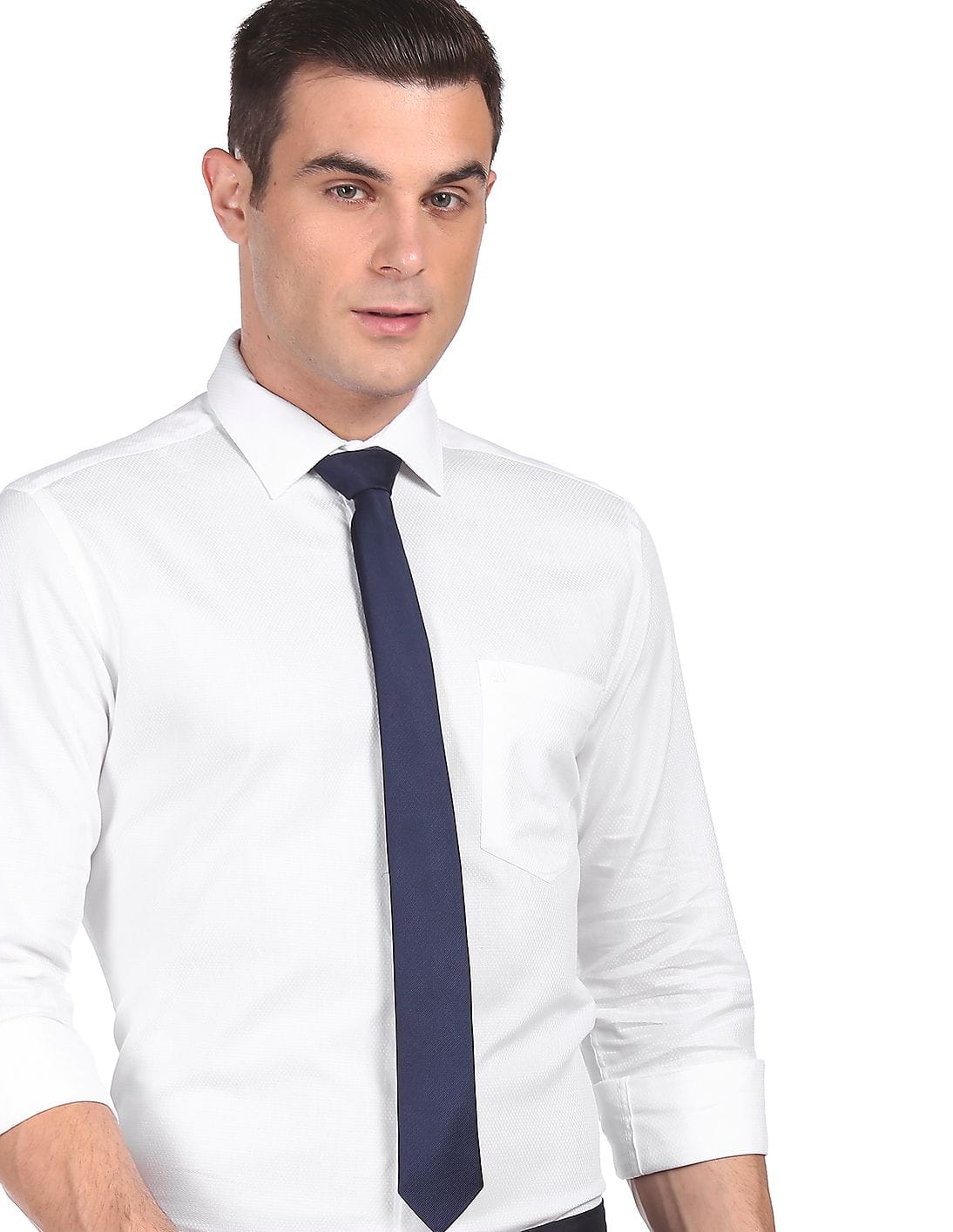 Buy Arrow Men White French Placket Self 