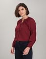 U.S. Polo Assn. Women Mandarin Collar Peasant Sleeve Evening Top