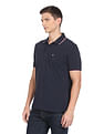 Arrow Sports Striped Collar Pique Cotton Solid Polo Shirt