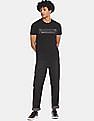 Calvin Klein Men Black Slim Fit Shiny Brand Logo T-Shirt