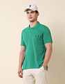 U.S. Polo Assn. Men Teal Short Sleeve Solid Pique Polo Shirt