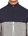 Tommy Hilfiger Men Blue Full Zipper Brand Logon Sweater