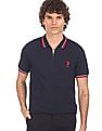 U.S. Polo Assn. Men Navy Striped Short Sleeve Polo T-shirt