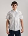 Calvin Klein Jeans Striped Regular-Fit Poplin Woven Shirt