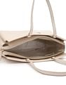 Tommy Hilfiger Solid Beige Polyester Tote Bag