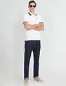 Arrow Sports Striped Collar Solid Pique Polo Shirt