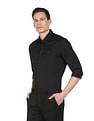 Tommy Hilfiger Men Black Mitered Cuff Solid Slim Fit Formal Shirt