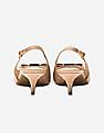 Cole Haan Beige Bow Accent Slingback Leather Kitten Heels