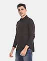 Calvin Klein Men Black Slim Fit Long Sleeve Cotton Stretch Casual Shirt
