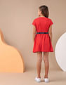 U.S. Polo Assn. Kids Girls Solid Fit And Flare Dress