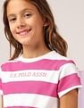 U.S. Polo Assn. Kids Girls Striped Fit And Flare Dress