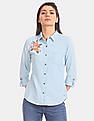 U.S. Polo Assn. Women Roll Up Sleeve Spread Collar Embroidered Shirt