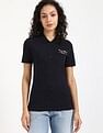 Tommy Hilfiger Womens Blue Solid Polo Shirt