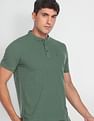 Arrow Sports Mandarin Collar Heathered Polo Shirt