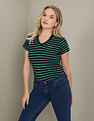 U.S. Polo Assn. Women Horizontal Stripe Ribbed Polo Shirt