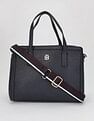 Tommy Hilfiger Solid Blue Cotton Handbags