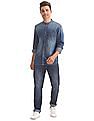Flying Machine Mandarin Collar Washed Denim Shirt