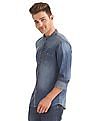Flying Machine Mandarin Collar Washed Denim Shirt