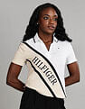 Tommy Hilfiger Womens Beige Colour Blocked Polo Shirt