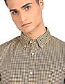Tommy Hilfiger Men Yellow Slim Fit Check Casual Shirt